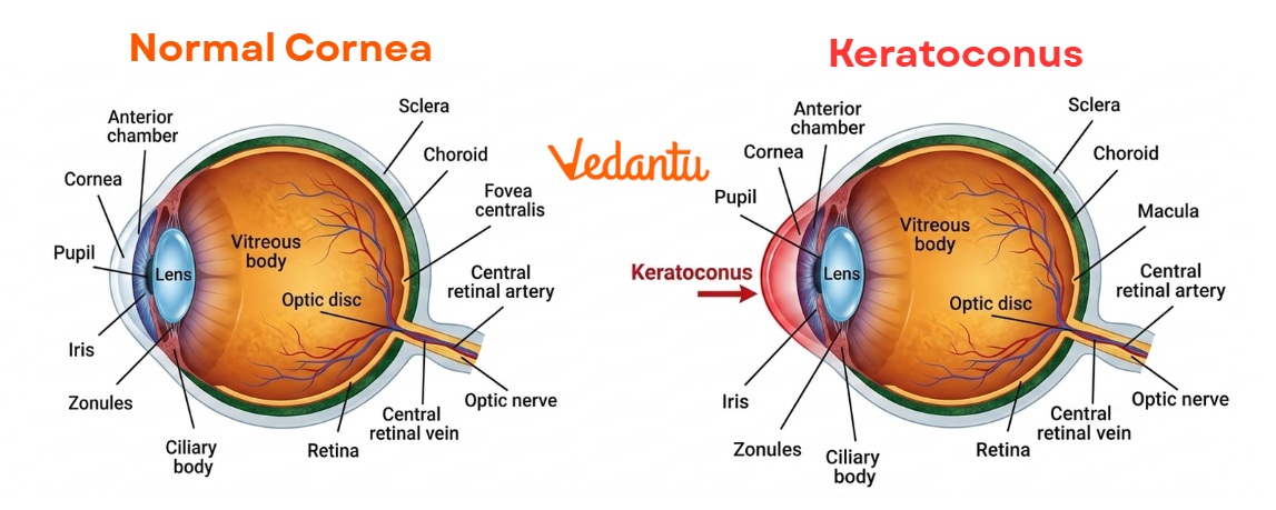 Eye affected by Keratoconus Diagram