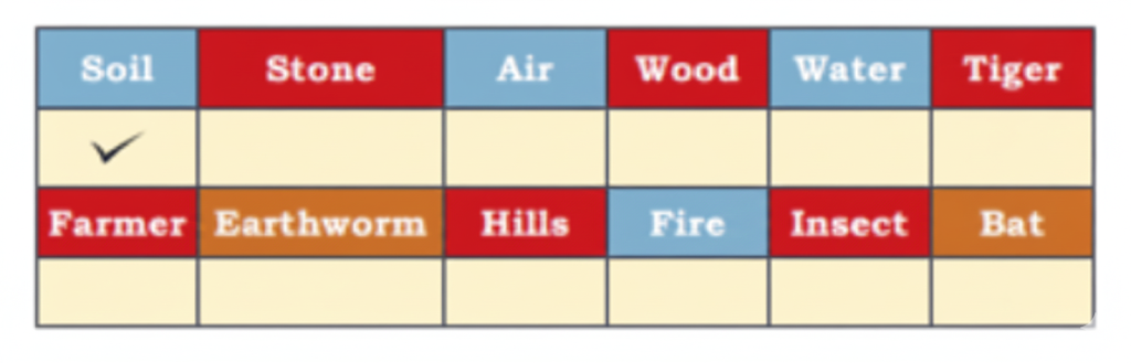 Put a tick (✓) on the elements that assist a grain in its journey