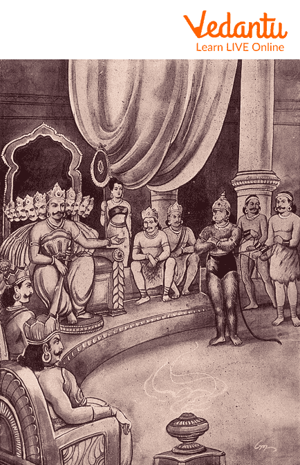 Hanuman in front of Ravana