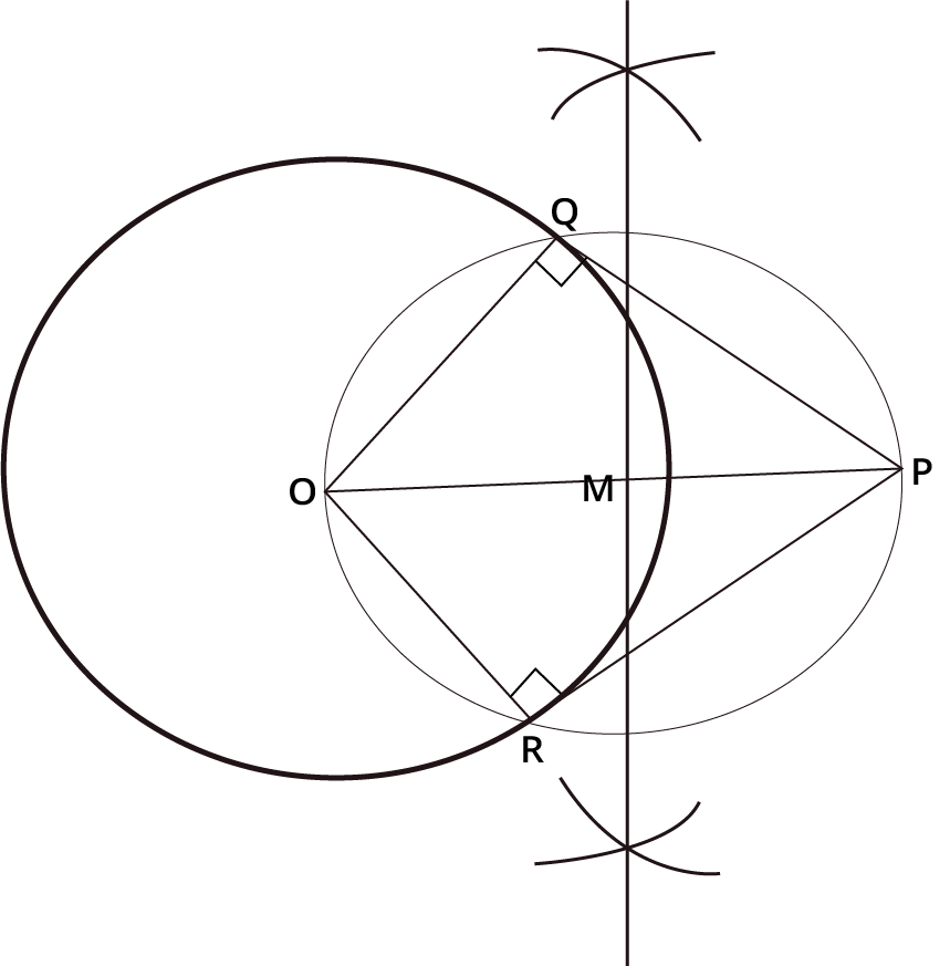 Pair of tangents drawn from point P 10 cm away from center O of circle.