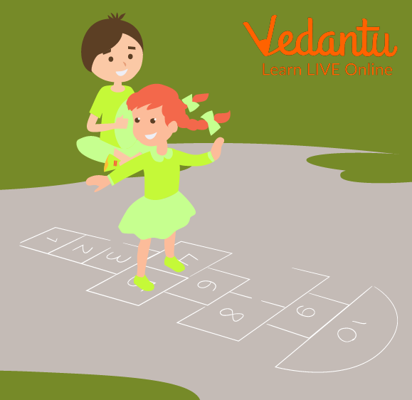 Kids Playing Hopscotch