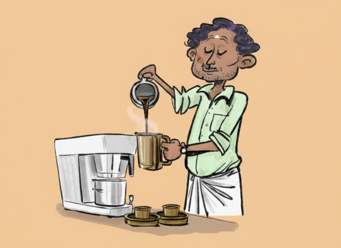 Filter coffee is a beverage made by mixing coffee decoction with milk.