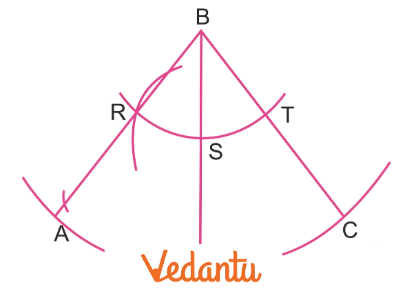 With B and B’ as centres, draw arcs of equal radius.