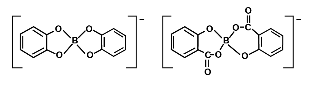 Catechol and salicylic acids complexes with orthoboric acid