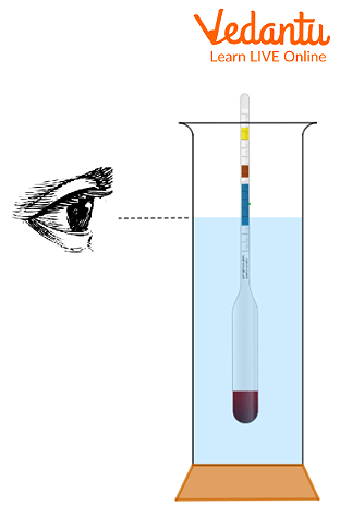 A Hydrometer Placed in a Liquid