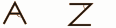 Identify all angles in the following letters.
