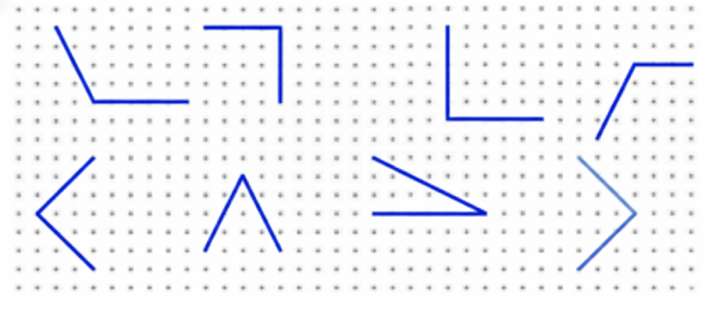 Identify the angles that you think are right angles and circle them in the dot grid given below. Check using your right angles checker