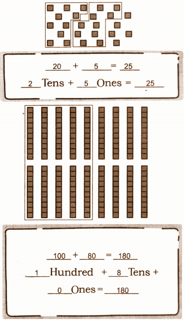 dolution of Look at the pictures below. Circle as many groups of 10 ones or 10 tens as possible. Write the final number against the following pictures.