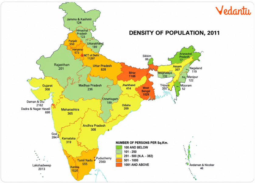 High population density in these areas is associated with agricultural development, settlements, urbanisation and economic activities