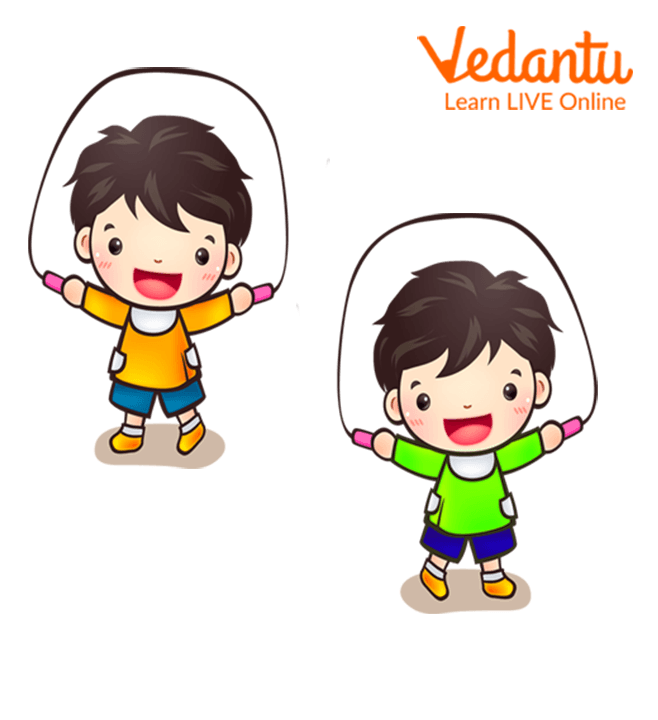 Two kids skipping ropes
