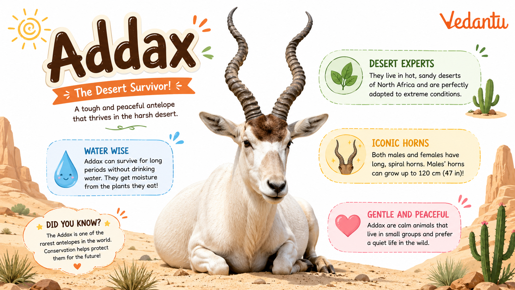 Addax antelope in desert habitat