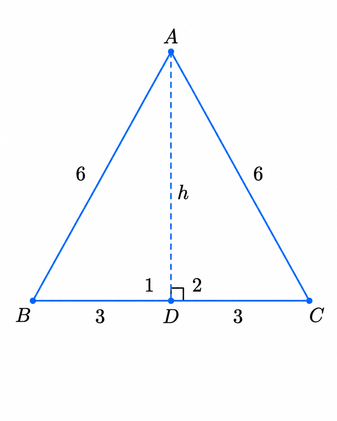 Show that an altitude bisects the opposite side. Use this to find the height.png