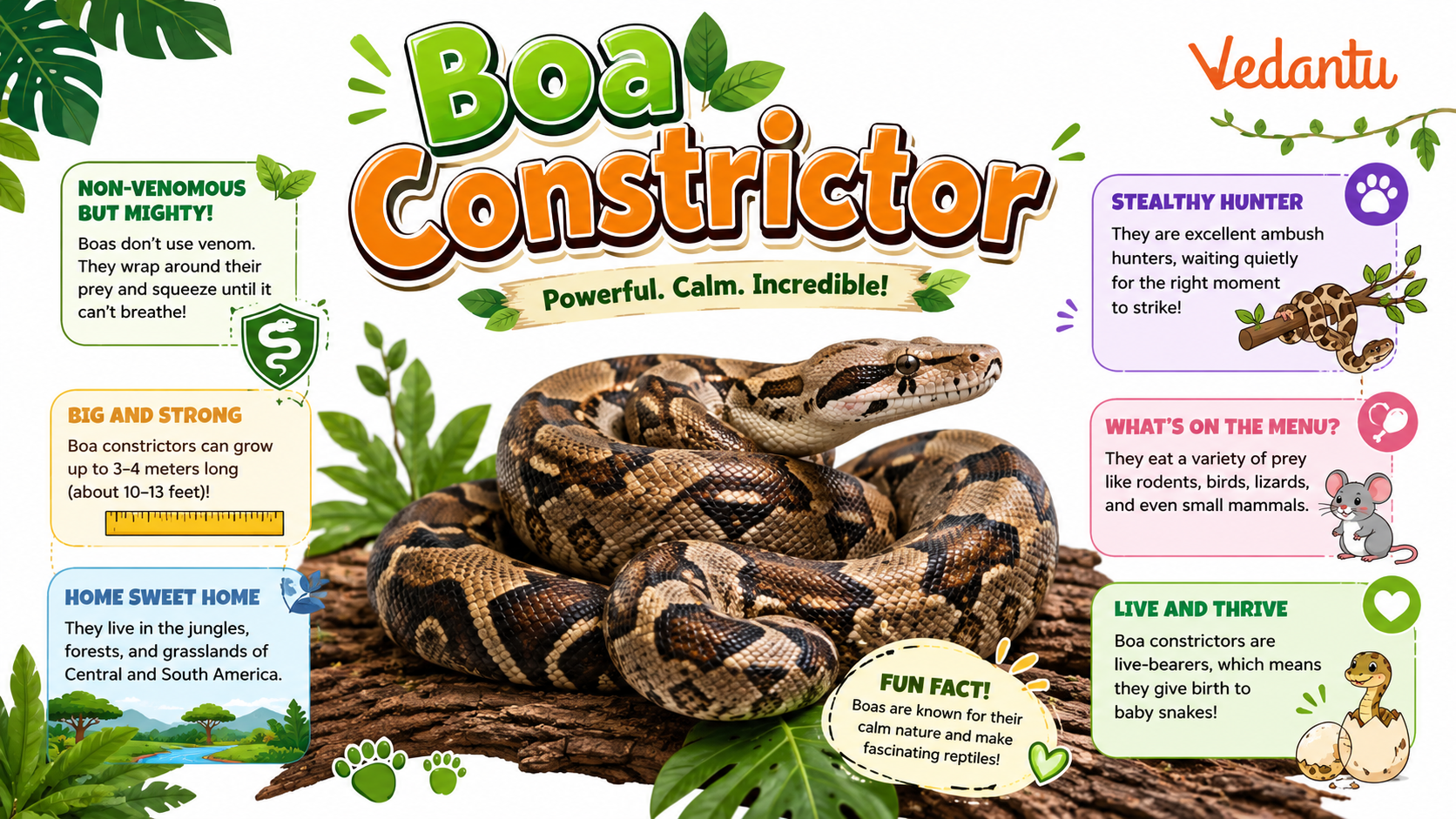 Boa Constrictor snake coiled on ground