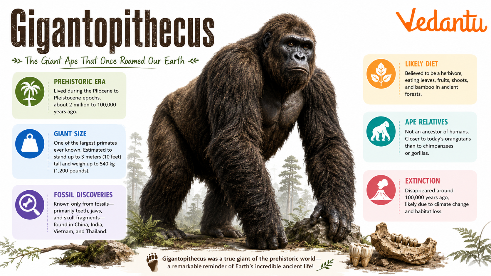 Gigantopithecus prehistoric giant ape illustration