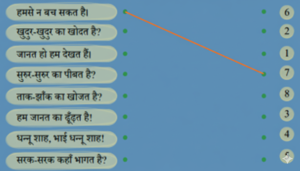 नीचे दी गई कविता की पंक्तियों को उनके क्रम से मिलाएँ