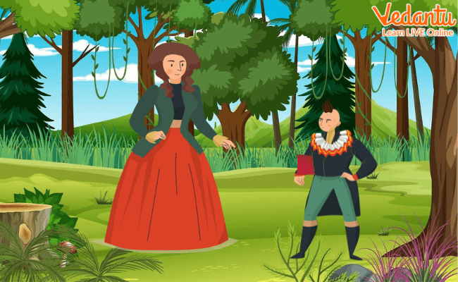 Riquet meets the older princess in the forest