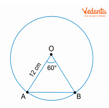In a circle with centre O, the central angle AOB is 60°. If the radius of the circle is 12 cm, what is the length of the chord AB?