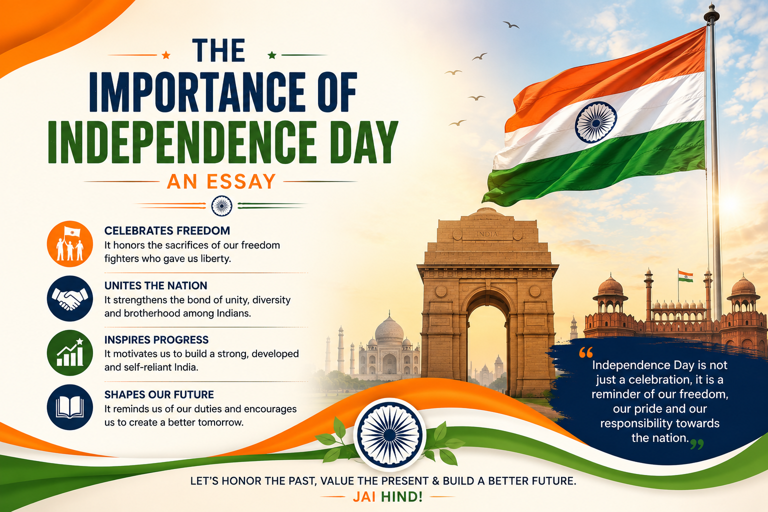 Indian Independence Day learning visual with national celebration theme