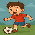 The boy plays football