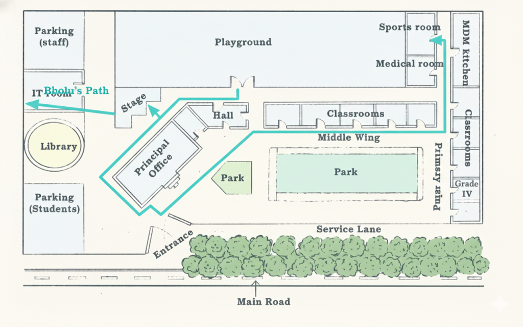 Trace their ways. Which paths is longer?