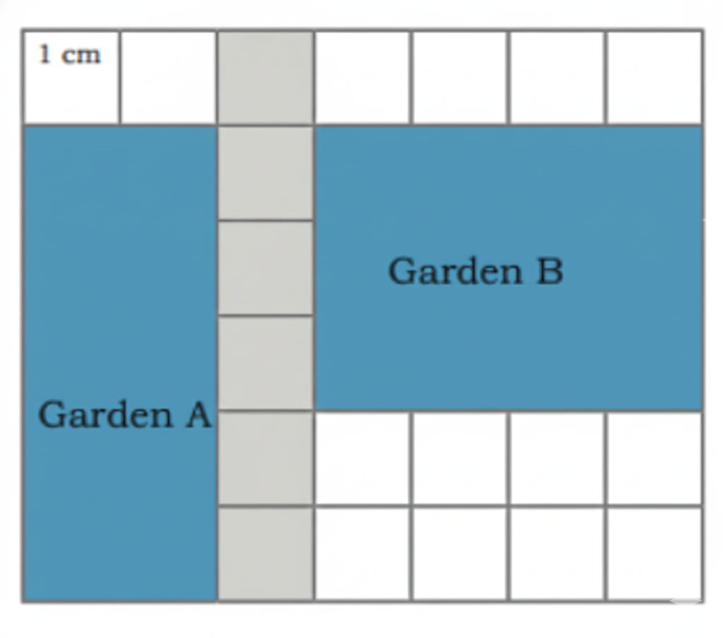 Compare the areas of the two gardens given below on the square grid. Share your observations