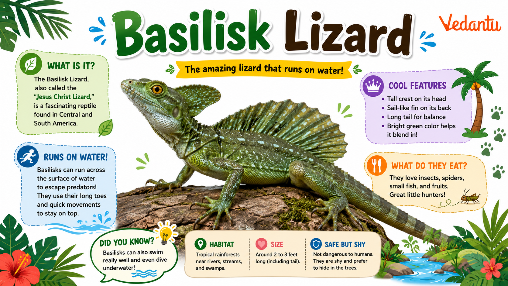 Basilisk Lizard running on water