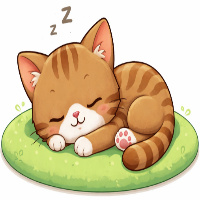 The cat is sleeping on the mat
