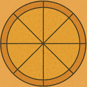 A pizza loaf is cut into 6 equal parts