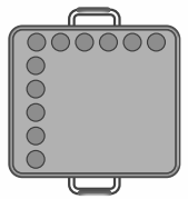 She has another square baking tray. She can bake 36 mini cupcakes in such a tray. Complete the arrangement below.