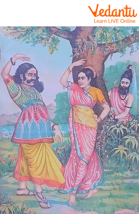 Bhasmasura and Mohini dancing