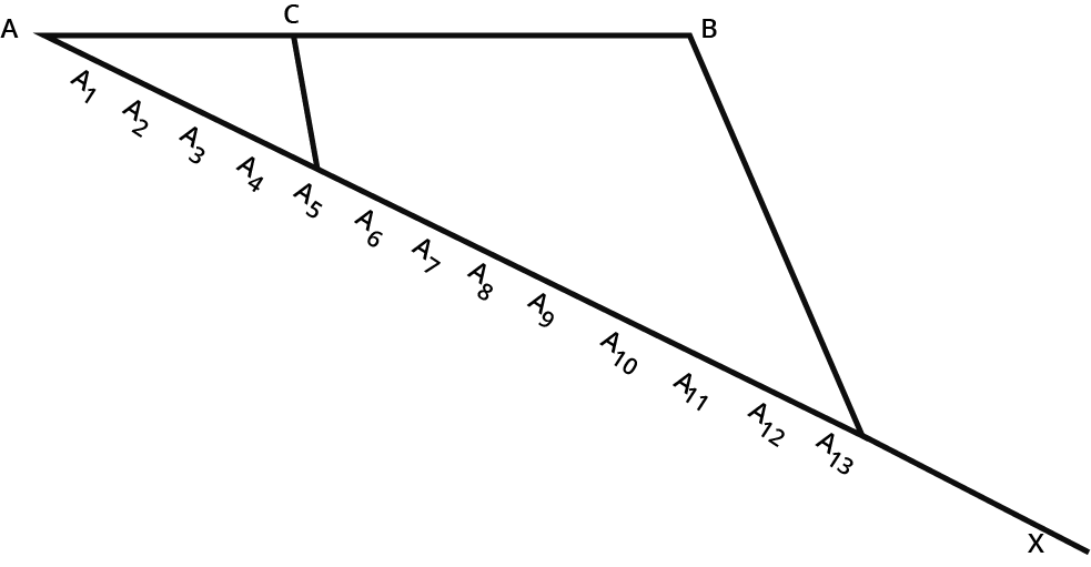 Line segment of length = 7.6cm