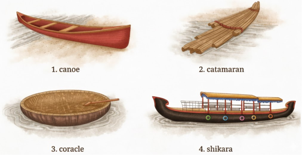 Given below are some boats that are used in different parts of our country