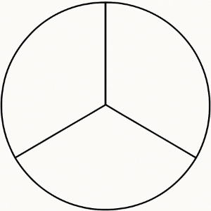 A circle divided into 3 equal parts