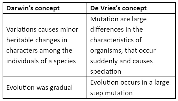 Darwin’s and de Vries concept