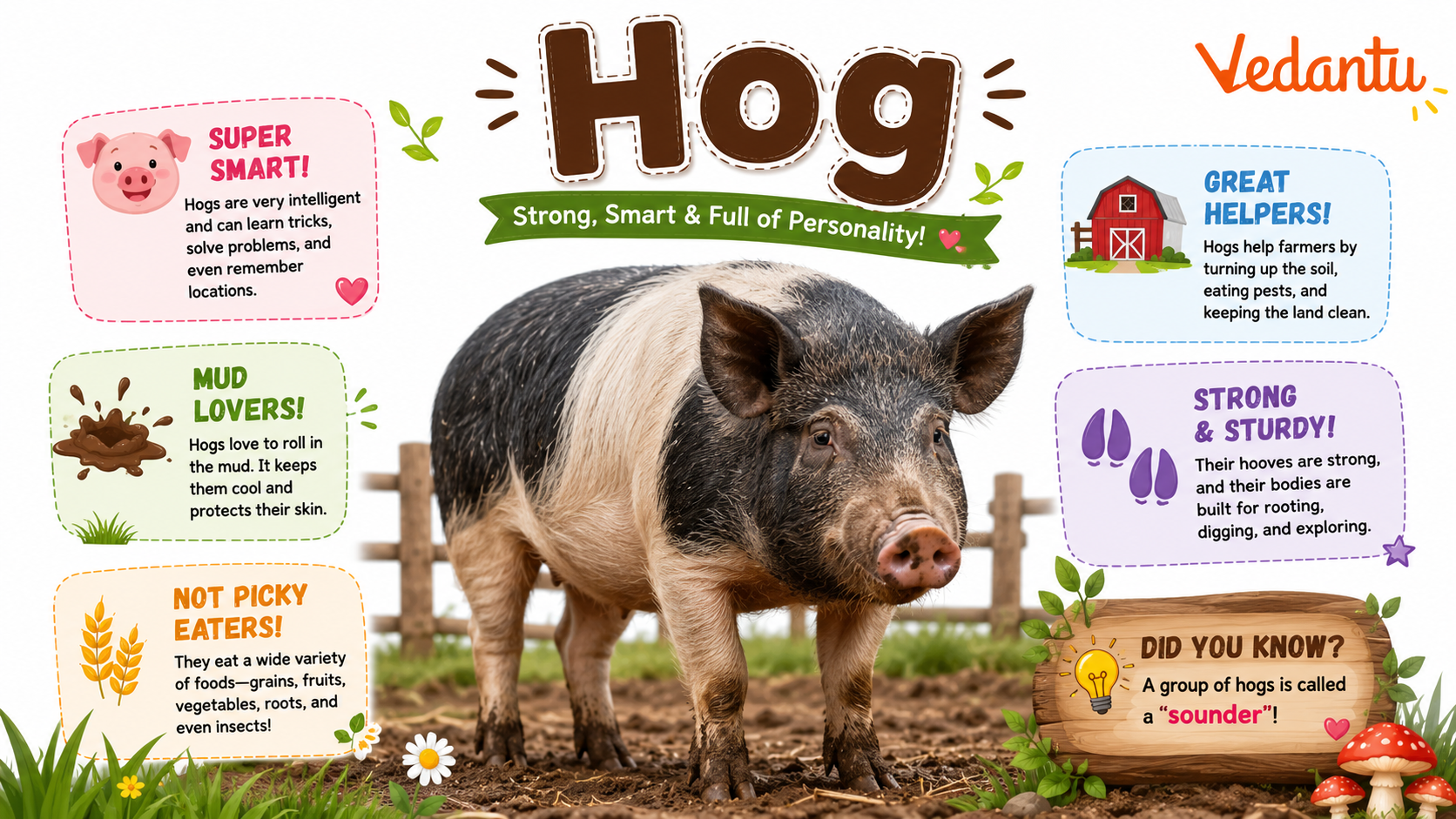 Hog animal standing on grass