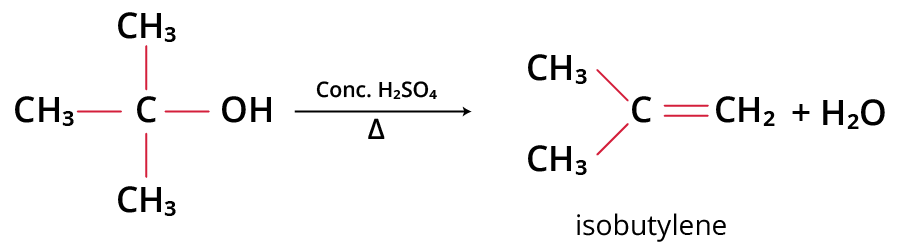 Reaction between t-alcohol and sulphuric acid