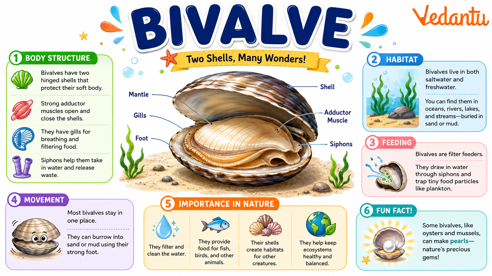 Bivalve with two hinged shells