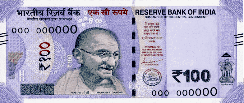 A 100 rupees note