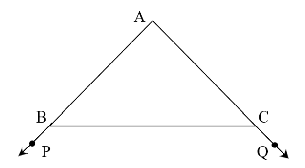 point extended to point P and Q