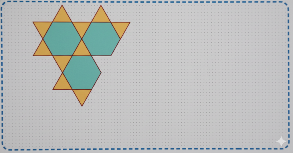 The pattern shown above is made using equilateral triangles and regular hexagons