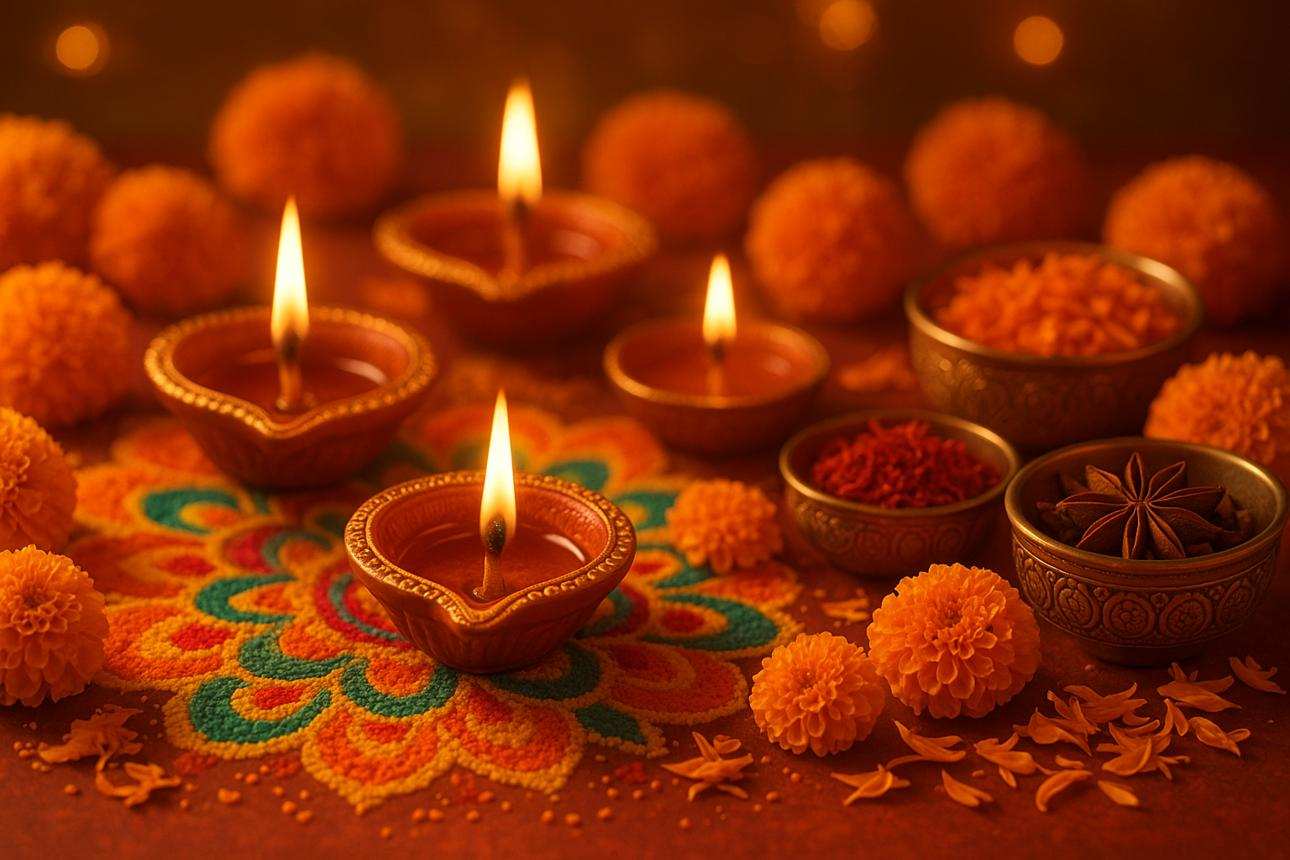 Traditional diya greeting