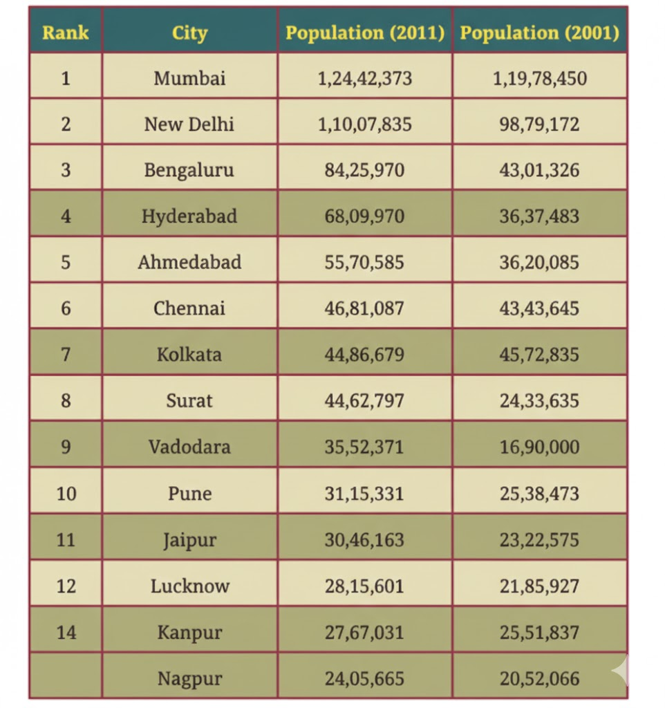 Populations of the Cities