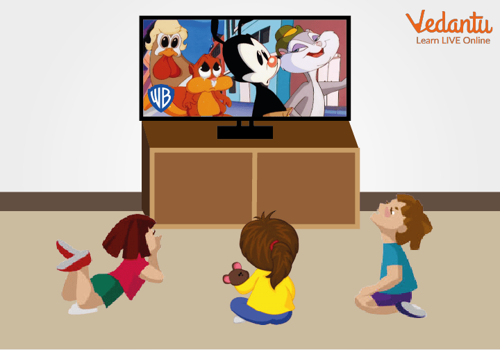 Kids watching cartoon
