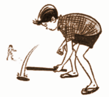 This game is played with two wooden sticks-a short one and a longer one. The goal is to hit the shorter stick and make it jump in the air, then strike it again to send it flying.