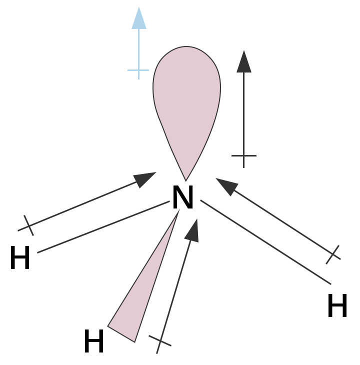 Structure showing dipole moment in case of ammonia