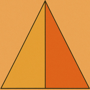 A triangle divided into 2 equal equal parts