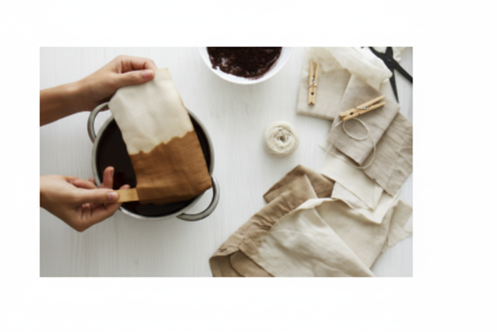 Step 3: Strain the liquid to remove the plant materials, leaving behind the natural dye. Now, try to paint a piece of cloth such as a light-coloured handkerchief or hand towel using the dye you have prepared. Note that you need to soak the cloth overnight, squeeze it and dry it the next morning