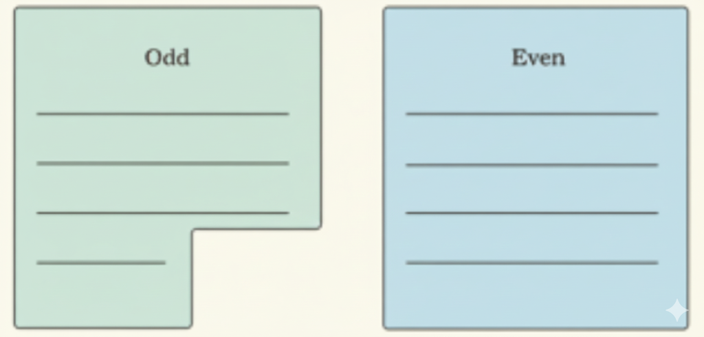 Identify numbers between 1 and 20 as even or odd. You may draw the pairing arrangement of the numbers