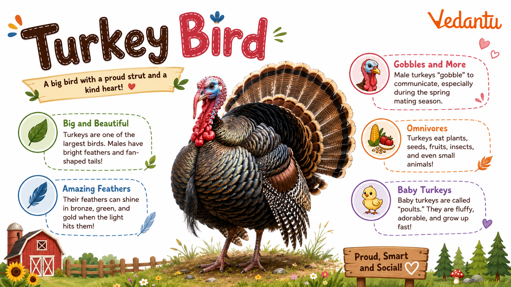 Turkey Bird with fan-shaped tail feathers