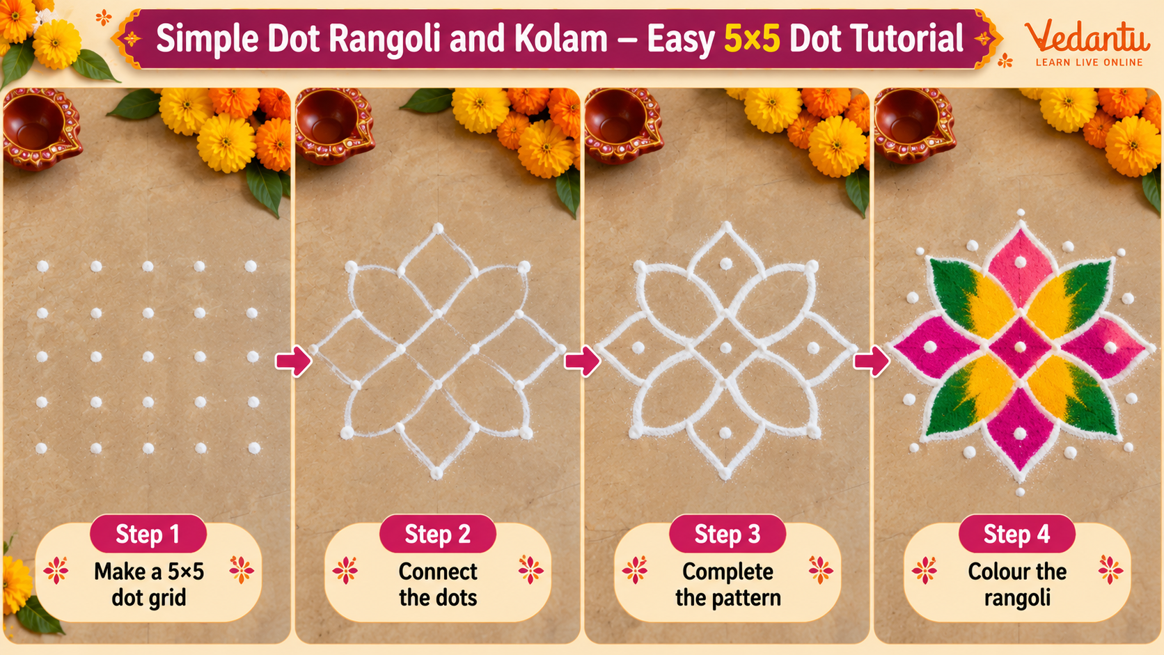Simple Dot Rangoli and Kolam